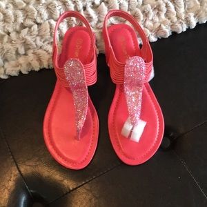 NWOT Coral Glitter Sandals